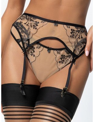 proBlack Floral Garter Belt Delicate Adjustable_Corsets, Bodysuits, Belts