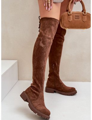 proWomen's Knee-High Faux Suede Boots Flat Heel_Over the Knee High Boots, Thigh High Boots