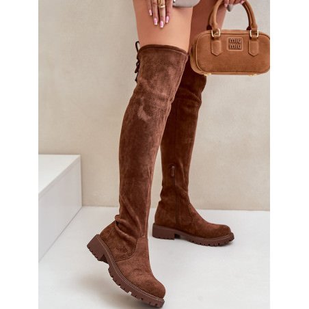 proWomen's Knee-High Faux Suede Boots Flat Heel_Over the Knee High Boots, Thigh High Boots