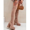 Knee-High Eco Suede Boots Slip-On Platform