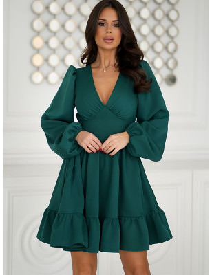 proElegant Long Sleeve Cut-Out Dress with Ruffle Skirt_Formal Dresses, Cocktail Dresses