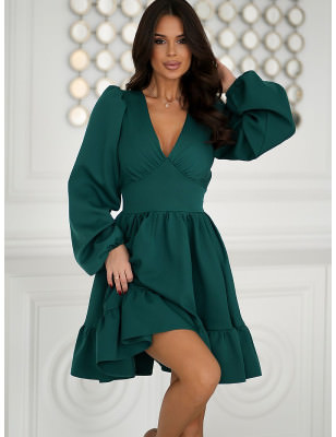 Elegant Long Sleeve Cut-Out Dress with Ruffle Skirt