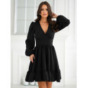 Elegant Long Sleeve Cut-Out Dress with Ruffle Skirt