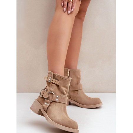 proStriped Suede Booties - Low Heel Ankle Boots for Women_Women`s Ankle Boots & Booties