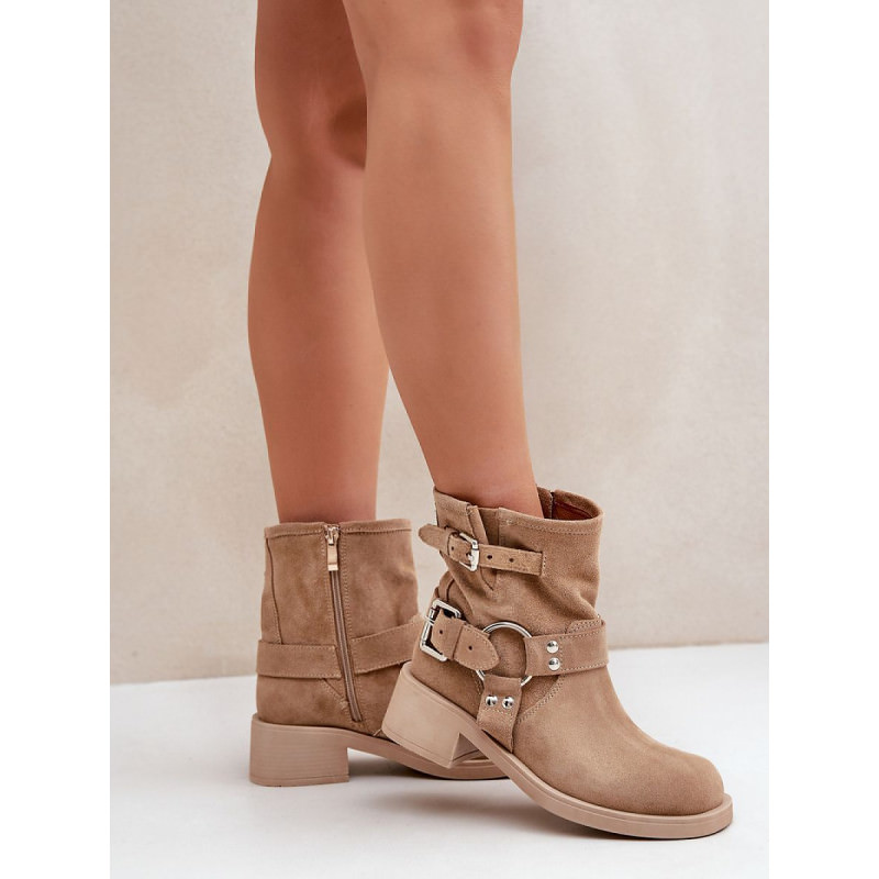 proStriped Suede Booties - Low Heel Ankle Boots for Women_Women`s Ankle Boots & Booties