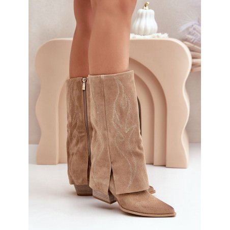 proNatural Suede Mid-Calf Boots Pointed Toe 6cm Heel_Over the Knee High Boots, Thigh High Boots