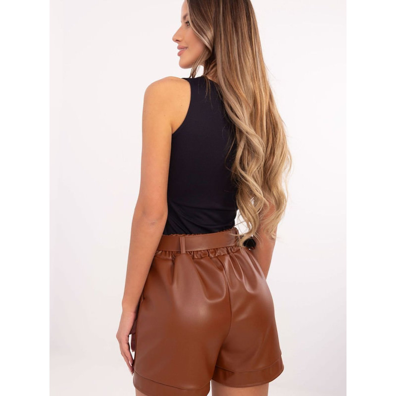 proEco Leather Shorts, High Waist Wide Leg Insulated & Adjustable Belt_Shorts for Women, Crop Pants