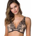 Beige Black Push-Up Bra with Removable Pads