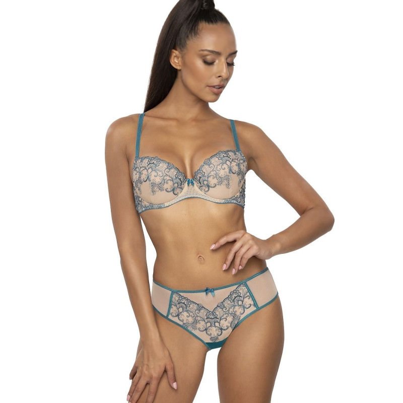 proBeige Turquoise Embroidered Thong - Maureen S-3808/4_Thongs, Strings