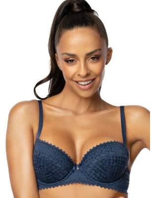 proGeometric Lace Push-Up Bra - Coral & Navy_Push Up Bras