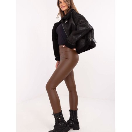 Faux Leather Leggings, High Waist, Tapered Leg