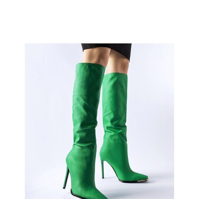 proGreen High Heel Winter Boots Slip-on Square Toe_Over the Knee High Boots, Thigh High Boots