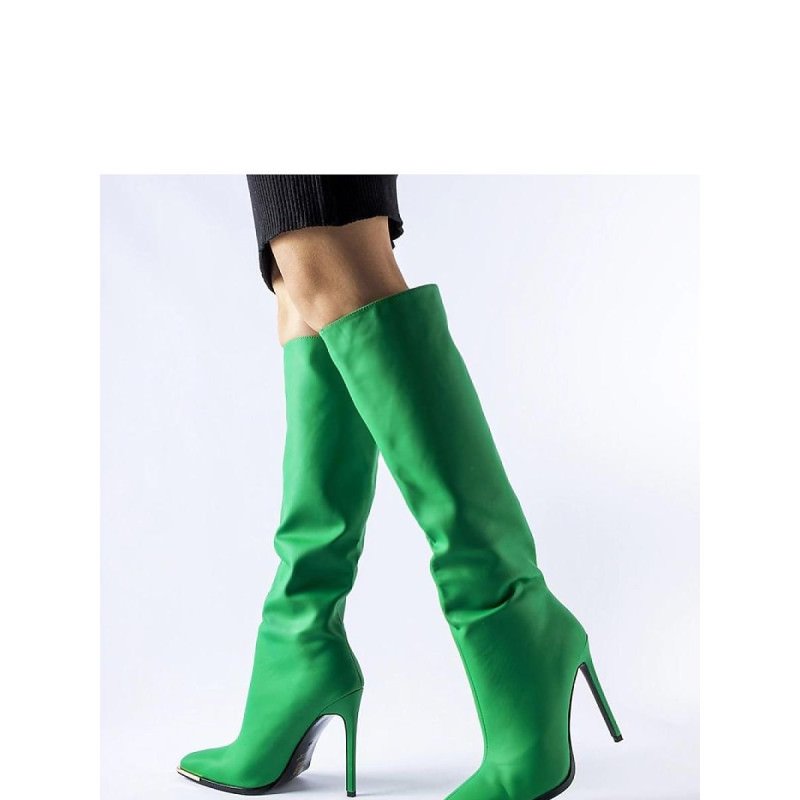 proGreen High Heel Winter Boots Slip-on Square Toe_Over the Knee High Boots, Thigh High Boots