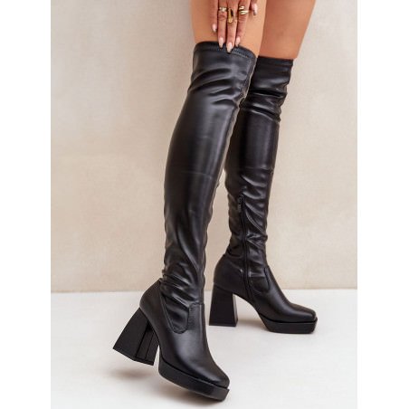 proEco-Leather Over-the-Knee Boots with Square Toe & Warm Lining_Over the Knee High Boots, Thigh High Boots