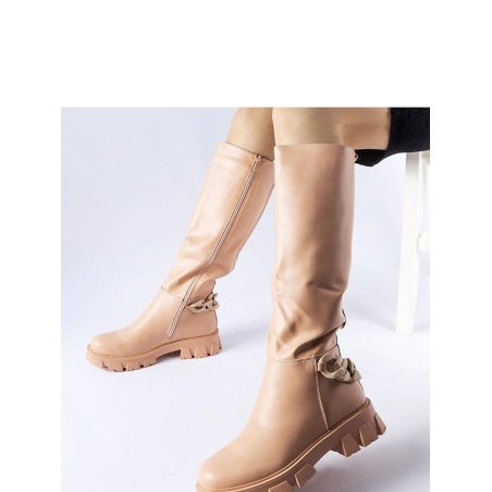 Armand Pink Flat Boots - Stylish & Comfortable Chain Detail Boots