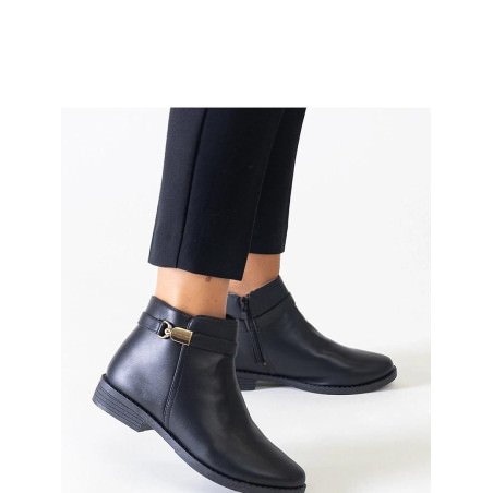 proBlack Ankle Boots with Gold Inserts Eco-Leather Winter Boots_Women`s Ankle Boots & Booties