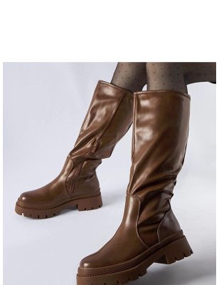 Brown Flat Classic Winter Boots for Women