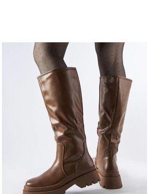 Brown Flat Classic Winter Boots for Women