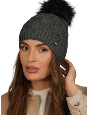 proLamis Pom-Pom Hat Winter Warmth Stylish Honeycomb Design_Caps & Hats for Women