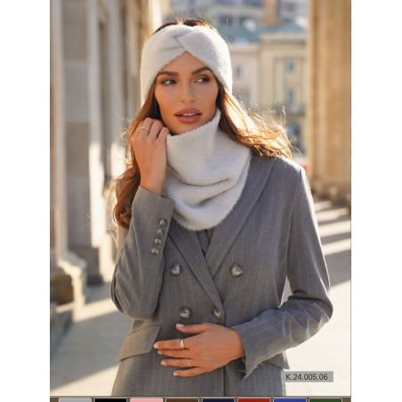 proWinter Damask Headband Gray Plush Cozy Warm_Caps & Hats for Women