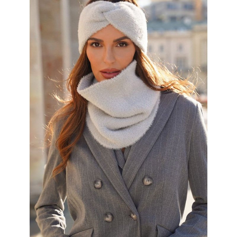 proWinter Damask Headband Gray Plush Cozy Warm_Caps & Hats for Women