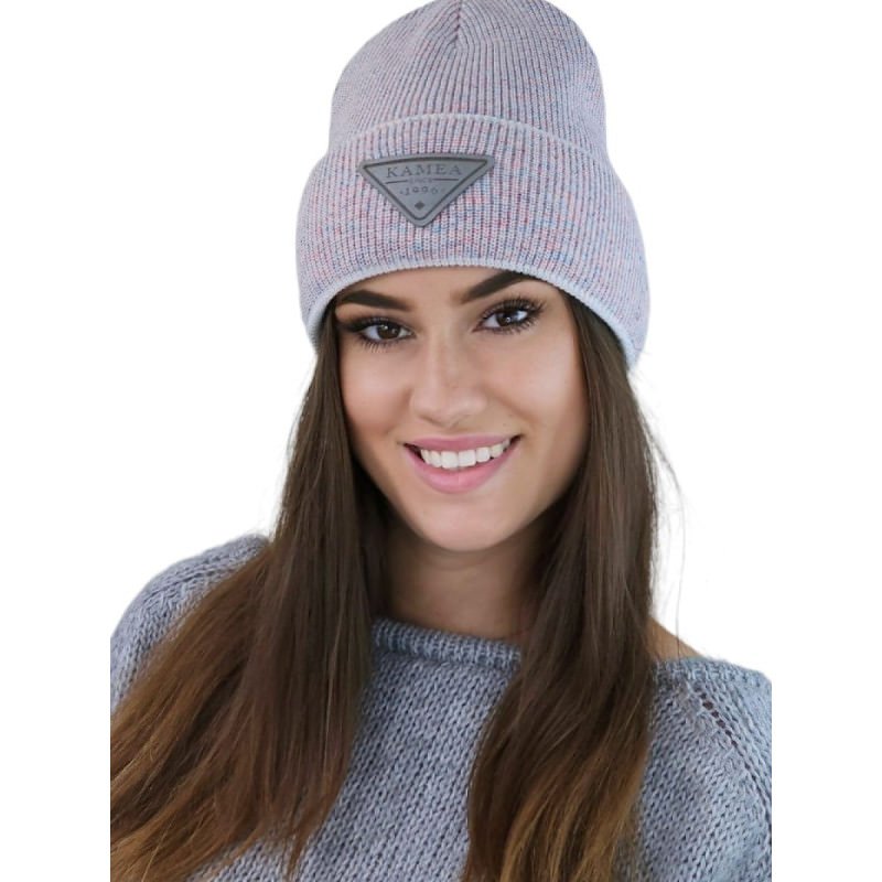 proNAOMI Two-Tone Beanie Soft Winter Hat with Eco-Leather Cuff_Caps & Hats for Women