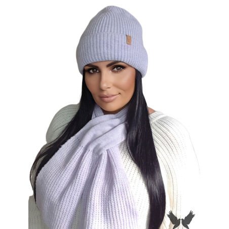proWinter Hat Scarf Set with Wide Cuff & Leather Logo_Caps & Hats for Women