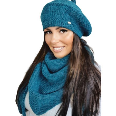 proTurquoise Women's Beret, Winter Warm Ribbed Beanie with Antenna Detail_Caps & Hats for Women