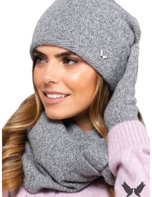 Women's Warm Winter Hat Stylish Grey Beanie by KAMEA