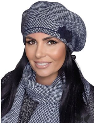 proKAMEA Women's Navy Blue Houndstooth Beret_Caps & Hats for Women