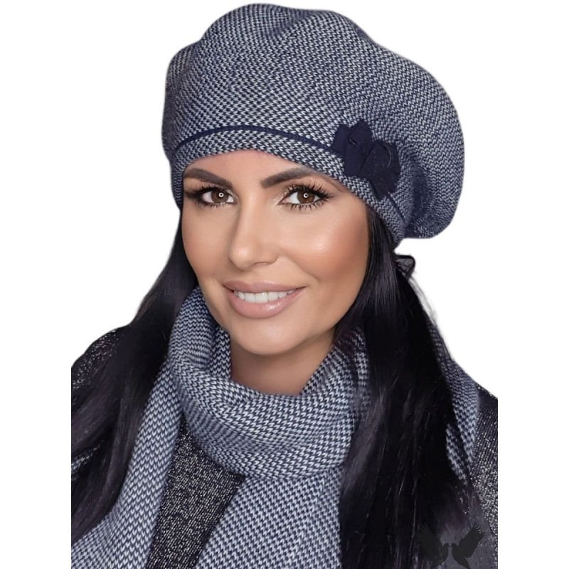 proKAMEA Women's Navy Blue Houndstooth Beret_Caps & Hats for Women