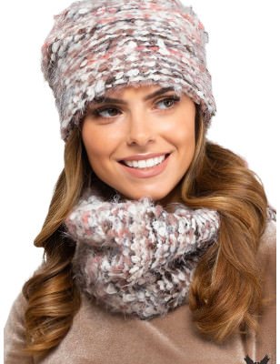 proCARINI Beige Knit Set - Cozy Winter Hat & Neck Warmer_Caps & Hats for Women