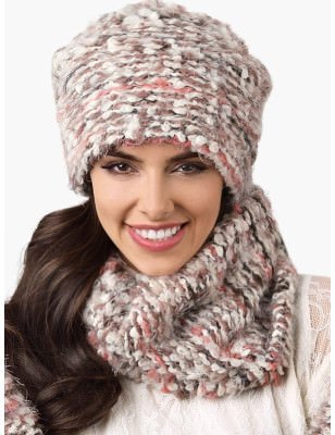 CARINI Beige Knit Set - Cozy Winter Hat & Neck Warmer