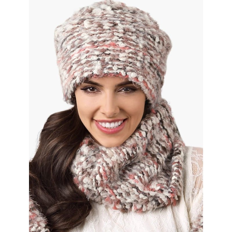 proCARINI Beige Knit Set - Cozy Winter Hat & Neck Warmer_Caps & Hats for Women