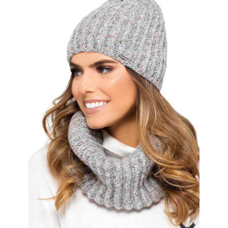 proWomen's Light Gray Multicolored Knit Hat_Caps & Hats for Women