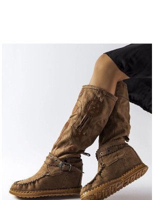 Eco Leather Boho Style Boots - 8cm Heel Slip-On Ankle Booties