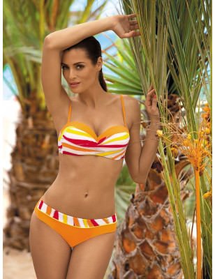 Vibrant Striped Bardot Costume - Push Up Bra, Adjustable Straps