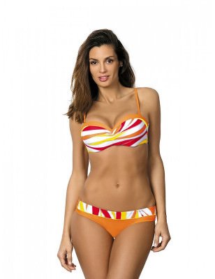 Vibrant Striped Bardot Costume - Push Up Bra, Adjustable Straps