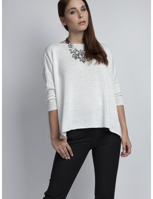 proOversized Silver Knitwear Bat-Wing Sweater_Sweaters, Pullovers, Jumpers, Turtlenecks, Boleros, Shrugs