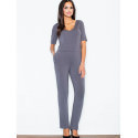 Viscose Jumpsuit, Elegant Elbow-Sleeve Design