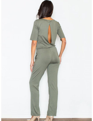 Viscose Jumpsuit - Elbow Sleeves Back Slit