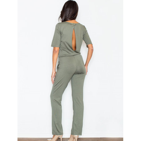 Viscose Jumpsuit - Elbow Sleeves Back Slit