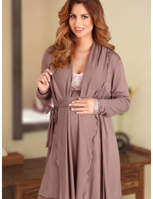 proLuxurious Hospital Bathrobe for Expectant Mothers Cocoa_Dressing Gowns, Bathrobes for Women