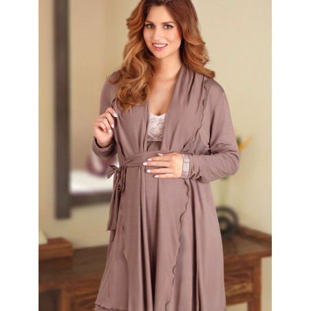 proLuxurious Hospital Bathrobe for Expectant Mothers Cocoa_Dressing Gowns, Bathrobes for Women