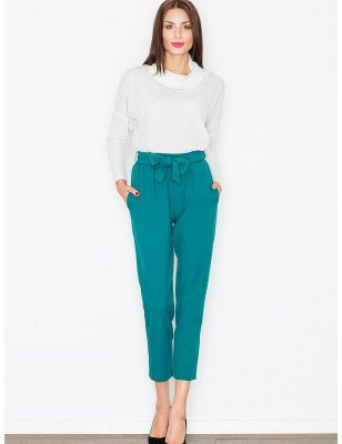 Women's Decorative Crease Trousers with Sash