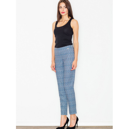 High-Waisted Printed Trousers - Side Zip Closure