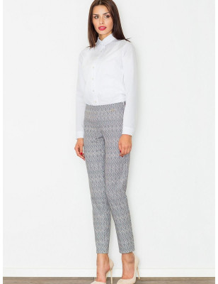 High-Waisted Printed Trousers - Side Zip Closure