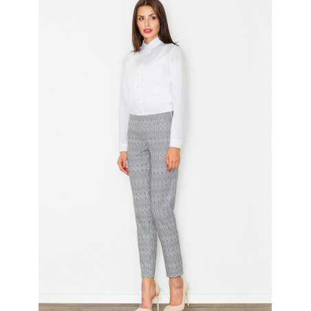 High-Waisted Printed Trousers - Side Zip Closure