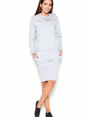 proLoose Turtleneck Dress with Slide Pockets and Adjustable Tie_Day Dresses