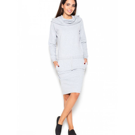 proLoose Turtleneck Dress with Slide Pockets and Adjustable Tie_Day Dresses